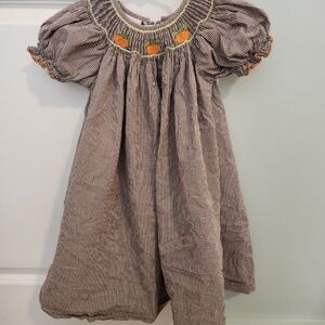 Adorable Checkered Dress with Floral Embroidery